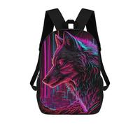 sinyumoney Borse Da Viaggio Carine Stampate in 3D Neon Wolf Cityscape-1 Zaino Scolastico Per Bambini Zaino Casual Da Esterno Zaini Casual Alla Moda Per Bambini Per Ragazze 17inch