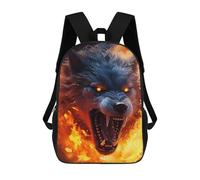 sinyumoney Borse Da Viaggio Stampate 3D Running Wolf Evil Fire Zaino Scuola Per Bambini Zaino Casual Per Il Giorno Zaino Alla Moda Per Ragazze E Donne, Furious Scary Wolf Fire, 17"