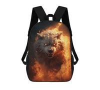 sinyumoney Borse Da Viaggio Stampate 3D Running Wolf Evil Fire Zaino Scuola Per Bambini Zaino Casual Per Il Giorno Zaino Alla Moda Per Ragazze E Donne, Running Wolf Evil Fire, 17"