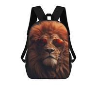 sinyumoney Borse Da Viaggio Stampate 3D Running Wolf Evil Fire Zaino Scuola Per Bambini Zaino Casual Per Il Giorno Zaino Alla Moda Per Ragazze E Donne, Cool Lion Sunglasses, 17"