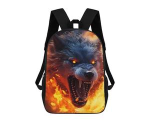 sinyumoney Borse Da Viaggio Stampate 3D Running Wolf Evil Fire Zaino Scuola Per Bambini Zaino Casual Per Il Giorno Zaino Alla Moda Per Ragazze E Donne, Furious Scary Wolf Fire, 17"