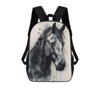 sinyumoney Boxer Dog Inked Elegance Zaini Scuola Per Bambini Borsa Scuola Stampa 3D Per Ragazzi Studenti Della Scuola, Horse Beauty Watercolor, 17"