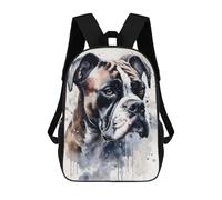 sinyumoney Boxer Dog Inked Elegance Zaino Scolastico Per Bambini, Borsa Scolastica Stampata in 3D Per Ragazzi, Studenti Delle Scuole Elementari E Medie 17inch