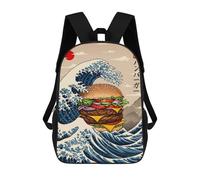 sinyumoney Burger Great Wave Zaino in Peluche A Forma Di Cartone Animato, Zaino 3D Per Bambini, Borsa Scolastica, Idea Regalo Di Compleanno Per Ragazzi E Ragazze 17inch