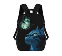 sinyumoney Butterfly And Cat Zaini, Zaino Per Bambini, Borsa Scolastica Per Studenti, Zaini Da Viaggio Stampati in 3D, Zaino Accessorio Moda, Zaini Impermeabili Per Bambini 17inch