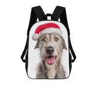 sinyumoney Cairn Terrier Dog with Santa Hat Ritratto Zaini Stampati 3D Per Bambini, Borse Da Scuola Alla Moda Per Ragazzi Borse Da Viaggio, Borse Scuola Per Studenti Primaria, Irish Wolfhound Dog With