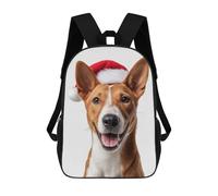 sinyumoney Cairn Terrier Dog with Santa Hat Ritratto Zaini Stampati 3D Per Bambini, Borse Da Scuola Alla Moda Per Ragazzi Borse Da Viaggio, Borse Scuola Per Studenti Primaria, Basenji Dog With Santa