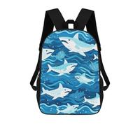 sinyumoney Calcio Zaino Scuola Per Adolescenti Stampato 3D Regolabile Con Tasche Alla Moda Per Bambini Ragazzi Ragazze Studenti E Adolescenti, Cute White Sharks, 17"