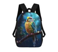sinyumoney Cammello Zaino Scuola Per Ragazze E Ragazzi Con Tasca, Zaino Alla Moda Per Bambini, Epic Rainy Budgie Bird, 17"