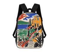 sinyumoney Capri Italy Illustration Zaino Scolastico Alla Moda Per Studenti, Adatto A Ragazzi E Ragazze, Ideale Per Viaggi All'aperto E Attività Ricreative. 17inch