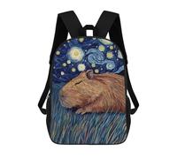 sinyumoney Capybara in Starry Night Style Zaini Stampati in 3D, Borsa Scolastica Casual Per Bambini, Borsa Scolastica Alla Moda Per Ragazzi, Studenti Delle Scuole Medie 17inch