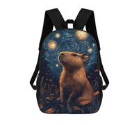sinyumoney Capybara Starry Night Zaino Scolastico Per Bambini Stampato in 3D, Zaini Da Viaggio Ad Alta Capacità, Borse Per Libri, Zaini Scolastici Per Bambini 17inch