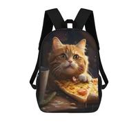 sinyumoney Cat And Pizza Zaino, Zaino Per Bambini, Borsa Scolastica Per Studenti, Zaino Per Libri, Borsa Scolastica Stampata in 3D Per Ragazzi E Ragazze 17inch