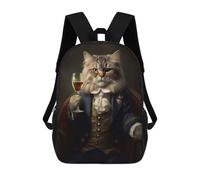 sinyumoney Cat Aristrocat Wine Zaini, Zaino Per Bambini, Borsa Scolastica Per Studenti, Zaini Da Viaggio Stampati in 3D, Zaino Accessorio Moda, Zaini Impermeabili Per Bambini 17inch