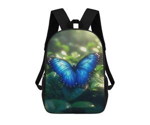 sinyumoney Cat Beer Pub Drink Zaini Scuola Per Bambini Borsa Scuola Stampa 3D Per Ragazzi Studenti Di Scuola E Del Collegio, Tropical Rainforest Blue Morpho Butterfly, 17"