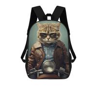 sinyumoney Cat Biker Funny Animal Zaini Per Bambini, Zaini Scolastici Personalizzati 3D Per Ragazzi E Ragazze, Zaini Scolastici Grandi, Zaini Casual Da Giorno 17inch