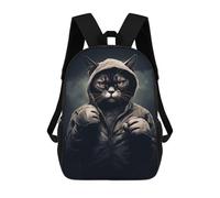 sinyumoney Cat Boxer Portrait Zaino Scolastico Per Bambini, Borsa Scolastica Stampata in 3D Per Ragazzi, Studenti Delle Scuole Elementari E Medie 17inch