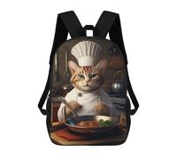 sinyumoney Cat Chef Pan Cook Zaini, Zaino Per Bambini, Borsa Scolastica Per Studenti, Zaini Da Viaggio Stampati in 3D, Zaino Accessorio Moda, Zaini Impermeabili Per Bambini 17inch
