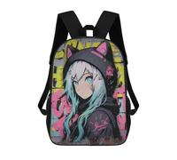 sinyumoney Cat-Eared Anime Girl Graffiti Art Zaino Scolastico Zaino Per Bambini Borsa Scolastica Di Grande Capacità Zaino Per Bambini Per La Scuola Zaino 3D Borsa Per Libri Regali Per Bambini 17inch