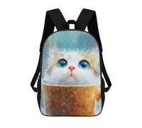 sinyumoney Cat in A Cup on Rainy Day Zaini Scolastici Per Bambini Stampati in 3D 17inch Zaini Scolastici Per Bambini Alla Moda Casual Ad Alta Capacità Borse Da Viaggio Per Libri