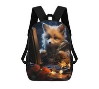 sinyumoney Cat in Great Wave Zaino Scuola Per Ragazze E Ragazzi Grande Zaino Leggero Per Bambini E Studenti, Cute Fox Gaming, 17"