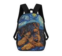 sinyumoney Cat in Great Wave Zaino Scuola Per Ragazze E Ragazzi Grande Zaino Leggero Per Bambini E Studenti, Welsh Terrier Puppy Starry Night, 17"