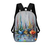 sinyumoney Cat in Great Wave Zaino Scuola Per Ragazze E Ragazzi Grande Zaino Leggero Per Bambini E Studenti, Waiting For Sailing, 17"