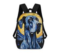 sinyumoney Cat in Great Wave Zaino Scuola Per Ragazze E Ragazzi Grande Zaino Leggero Per Bambini E Studenti, Grande Dane Starry Night, 17"