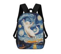 sinyumoney Cat in Starry Night Landscape Zaino Scolastico Zaino Per Bambini Borsa Scolastica Di Grande Capacità Zaino Per Bambini Per La Scuola Zaino 3D Borsa Per Libri Regali Per Bambini 17inch