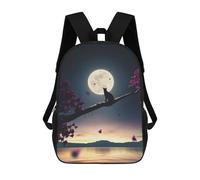 sinyumoney Cat Moon And Stars 3D Zaino Scolastico Alla Moda Per Studenti, Adatto A Ragazzi E Ragazze, Ideale Per Viaggi All'aperto E Attività Ricreative. 17inch