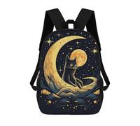 sinyumoney Cat Moon Night Zaini Per Bambini, Zaini Scolastici Personalizzati 3D Per Ragazzi E Ragazze, Zaini Scolastici Grandi, Zaini Casual Da Giorno 17inch