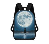 sinyumoney Cat on Swing Under Moonlight Stampa Zaino Per Bambini, Borsa Scolastica Per Adulti E Bambini, Zaino Da Viaggio Per Tutti I Giorni 17inch