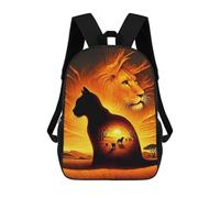 sinyumoney Cat Silhouette Lion Sunset Zaino Per Bambini, Borsa Scolastica Per Ragazzi E Adolescenti, Regalo, Zaino Da Viaggio, Zaino Scolastico, Borsa Per Libri 17inch