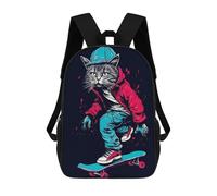 sinyumoney Cat Skate Board Zaino Per Bambini Zaino Scolastico Borsa Scolastica Borsa Scolastica Alla Moda Stampata in 3D Per Ragazzi Studenti Delle Scuole Elementari E Medie 17inch