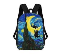 sinyumoney Cats on The Crescent Moon Zaino Scolastico Alla Moda Per Studenti, Adatto A Ragazzi E Ragazze, Ideale Per Viaggi All'aperto E Attività Ricreative. 17inch