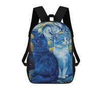 sinyumoney Celestial Fox in Lotus Garden Zaini Scuola Per Bambini, Borsa Scuola Stampato 3D Per Ragazzi Studenti Della Scuola Elementari E Del College, Cats In Starry Night, 17"