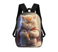 sinyumoney Celestial Realms - Zaino per bambini, con stampa 3D, per ragazzi e adolescenti, Cute Superhero Kitten Cat, 17"