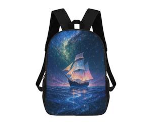sinyumoney Celestial Sailboat Under Starry Night Sky Zaino Scolastico Per Ragazze E Ragazzi, Zaini Di Grande Capacità, Zaini Leggeri Per Bambini E Studenti 17inch