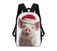 sinyumoney Cheetah Cub with Christmas Santa Hat Zaino Scuola Bambino Alla Moda E Casuale, Zaino Stampato 3D Per Ragazzo, Grande Zaino, Christmas Piglet Wearing Santa Hat, 17"