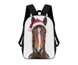 sinyumoney Cheetah Cub with Christmas Santa Hat Zaino Scuola Bambino Alla Moda E Casuale, Zaino Stampato 3D Per Ragazzo, Grande Zaino, Christmas Horse With Santa Hat, 17"