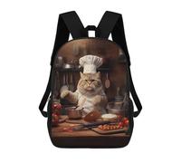 sinyumoney Chef Cat Zaino Scolastico Zaino Per Bambini Borsa Scolastica Di Grande Capacità Zaino Per Bambini Per La Scuola Zaino 3D Borsa Per Libri Regali Per Bambini 17inch
