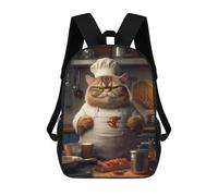sinyumoney Cherry Blossom 12 Zaino per Bambini Con Stampa 3D, Zaino Scuola Per Bambini, Zaino Casual Divertente Per Bambini E Adolescenti, Fat Cat Cook Chef, 17"