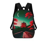 sinyumoney Cherry Blossom Japan Zaino Scuola Per Ragazze E Ragazzi Con Tasca, Zaino Alla Moda Per Bambini, Giappone View Castle, 17"