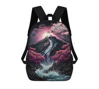 sinyumoney Cherry Blossom Mountain Moonlight Zaino, Zaino Per Bambini, Borsa Scolastica Per Studenti, Zaino Per Libri, Borsa Scolastica Stampata in 3D Per Ragazzi E Ragazze 17inch