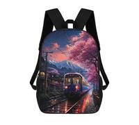 sinyumoney Cherry Blossom Train Journey Zaino Scolastico Alla Moda Per Studenti, Adatto A Ragazzi E Ragazze, Ideale Per Viaggi All'aperto E Attività Ricreative. 17inch