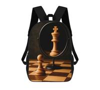 sinyumoney Chess Pawn King Reflection Zaino Scolastico Per Bambini Stampato in 3D, Zaini Da Viaggio Ad Alta Capacità, Borse Per Libri, Zaini Scolastici Per Bambini 17inch