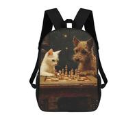 sinyumoney Chess Playing Cat And Dog Zaino Scolastico Stampato in 3D, Borse Scolastiche Per Ragazzi E Ragazze, Zaino Per Laptop Per Bambini/studenti/adulti 17inch