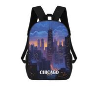 sinyumoney Chicago Cityscape at Dusk Zaini Per Bambini, Zaini Scolastici, Borse Scolastiche Alla Moda Stampate in 3D Per Ragazzi, Studenti Delle Scuole Elementari E Medie 17inch