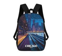 sinyumoney Chicago Cityscape at Night Zaino Per Bambini, Borsa Scolastica Per Ragazzi E Adolescenti, Regalo, Zaino Da Viaggio, Zaino Scolastico, Borsa Per Libri 17inch