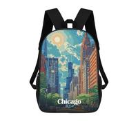 sinyumoney Chicago Cityscape Illustration Zaini Per Bambini, Zaino Scolastico Alla Moda, Borsa Scolastica Stampata in 3D Per Ragazzi, Studenti Delle Scuole Elementari E Medie 17inch